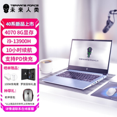 未來人類（Terrans Force）X411 13代英特爾酷睿i9 14英寸游戲本 筆記本電腦(i9-13900H 32G DDR5 1T PCIeSSD RTX4070 高色域 144Hz)
